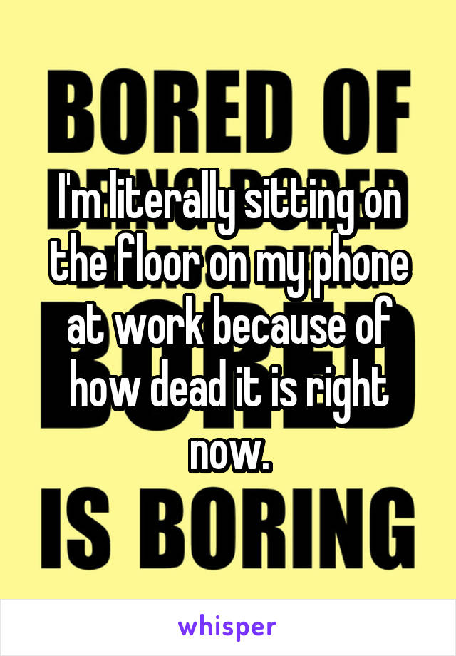 I'm literally sitting on the floor on my phone at work because of how dead it is right now.