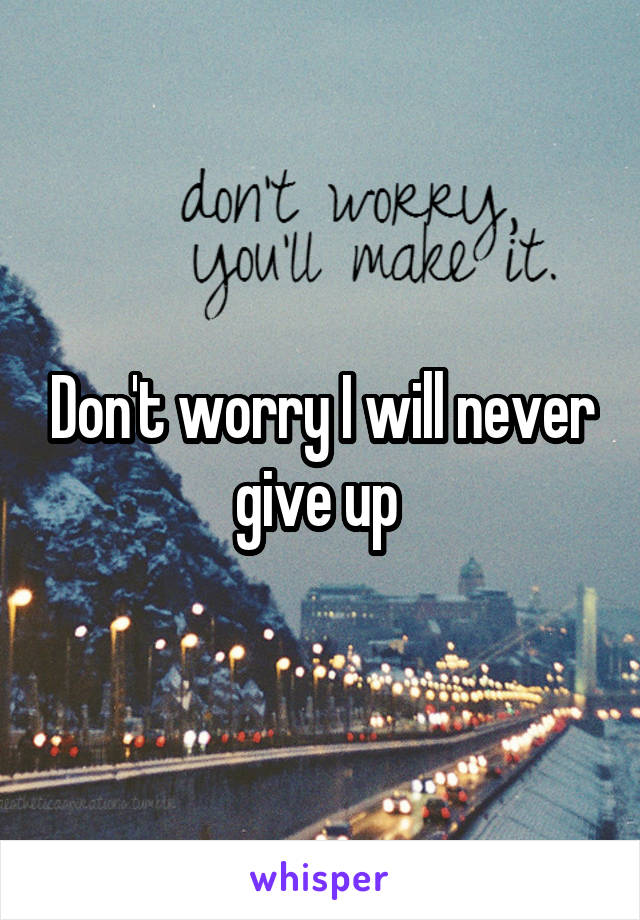 Don't worry I will never give up 