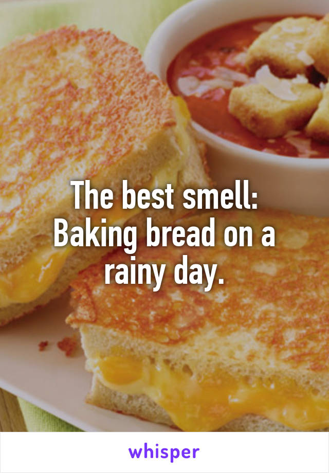 The best smell:
Baking bread on a rainy day.