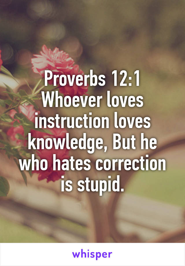 Proverbs 12:1
Whoever loves instruction loves knowledge, But he who hates correction is stupid.