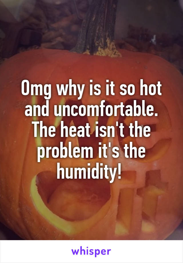 Omg why is it so hot and uncomfortable. The heat isn't the problem it's the humidity! 