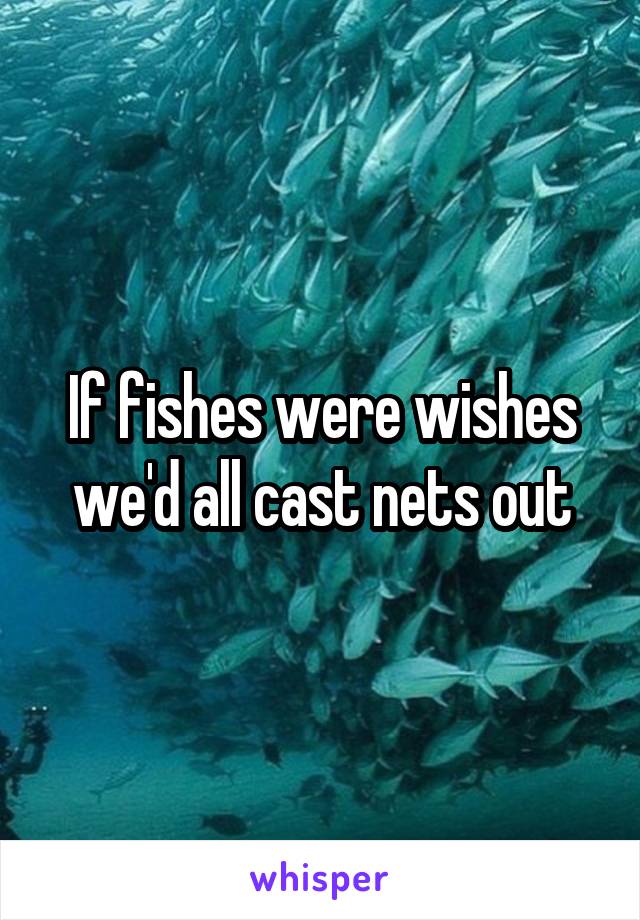 If fishes were wishes we'd all cast nets out