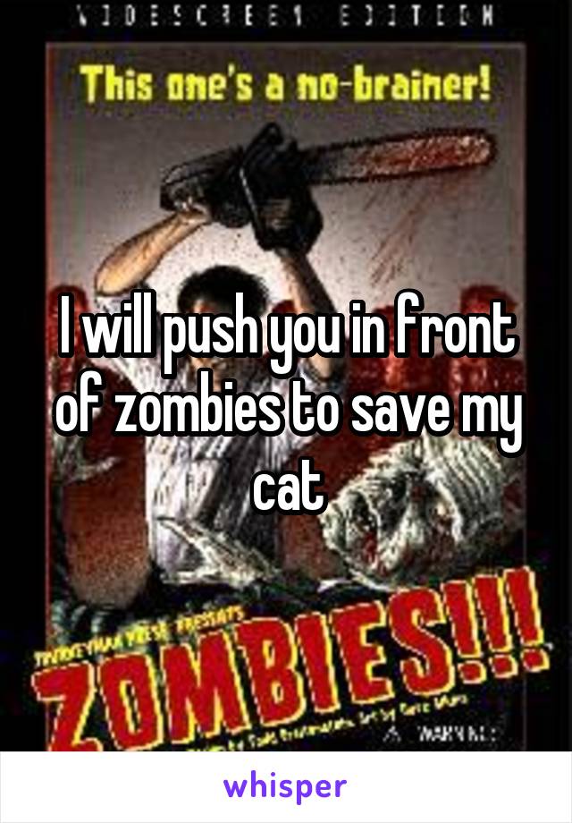 I will push you in front of zombies to save my cat