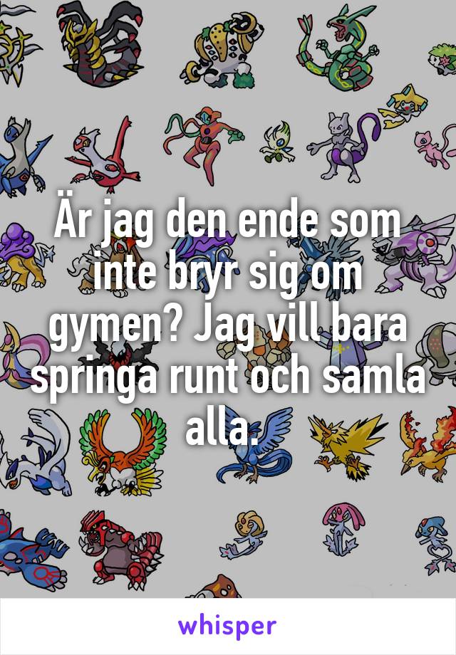 Är jag den ende som inte bryr sig om gymen? Jag vill bara springa runt och samla alla. 