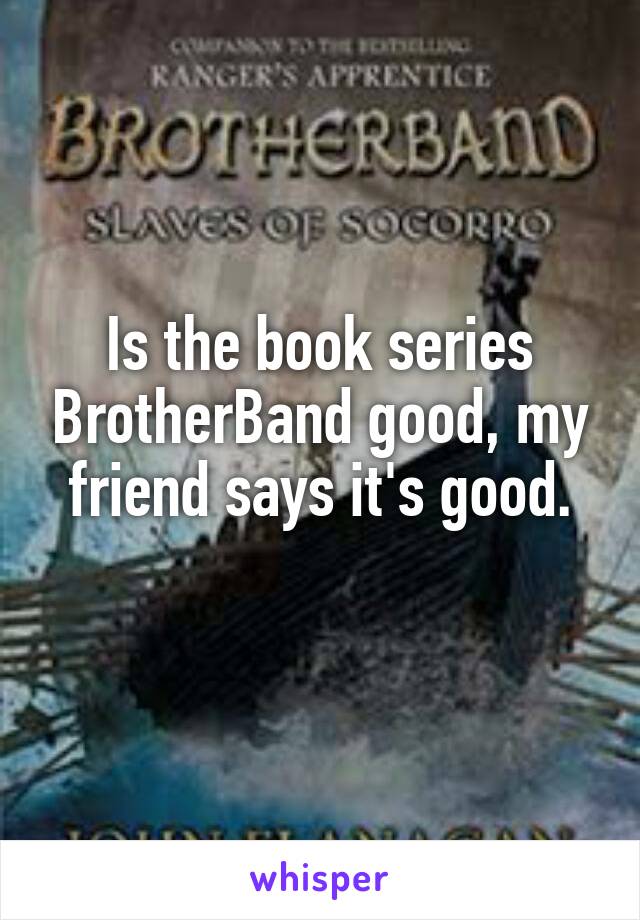 Is the book series BrotherBand good, my friend says it's good.
