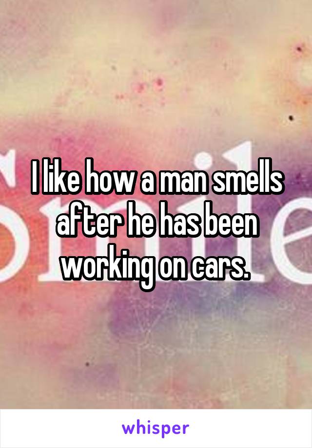 I like how a man smells after he has been working on cars. 