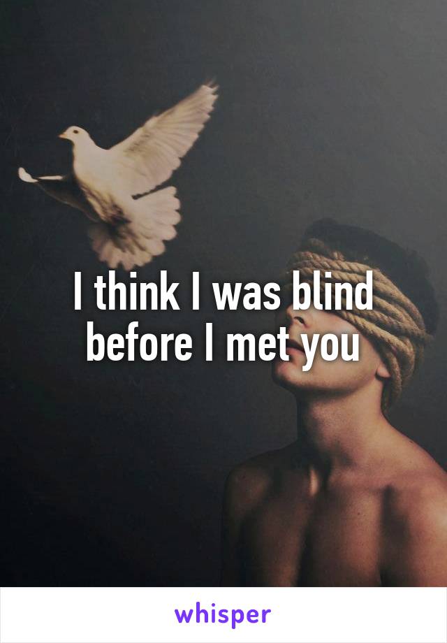 I think I was blind before I met you