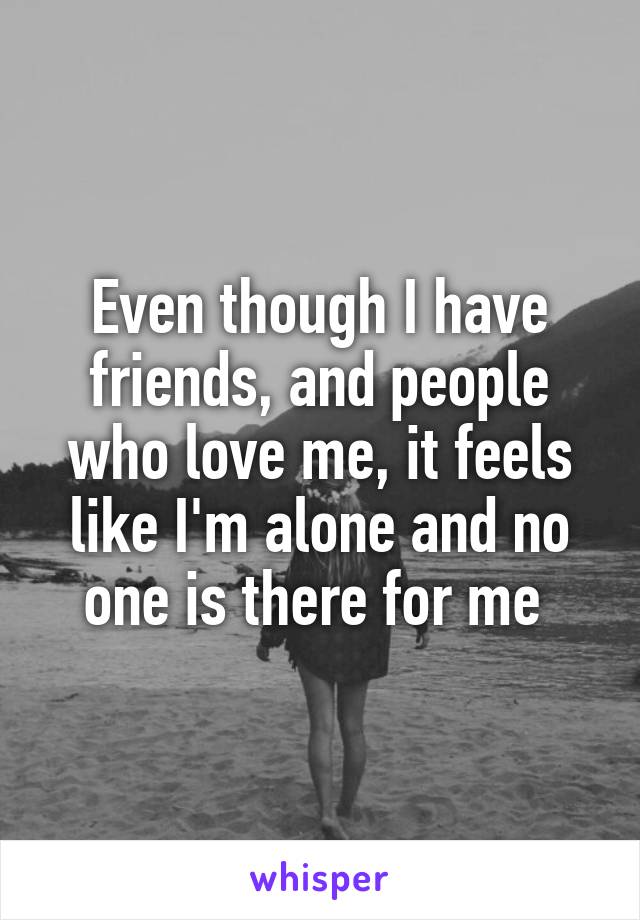 Even though I have friends, and people who love me, it feels like I'm alone and no one is there for me 