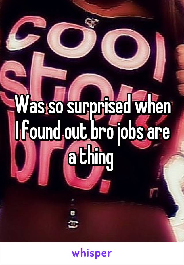 Was so surprised when I found out bro jobs are a thing 