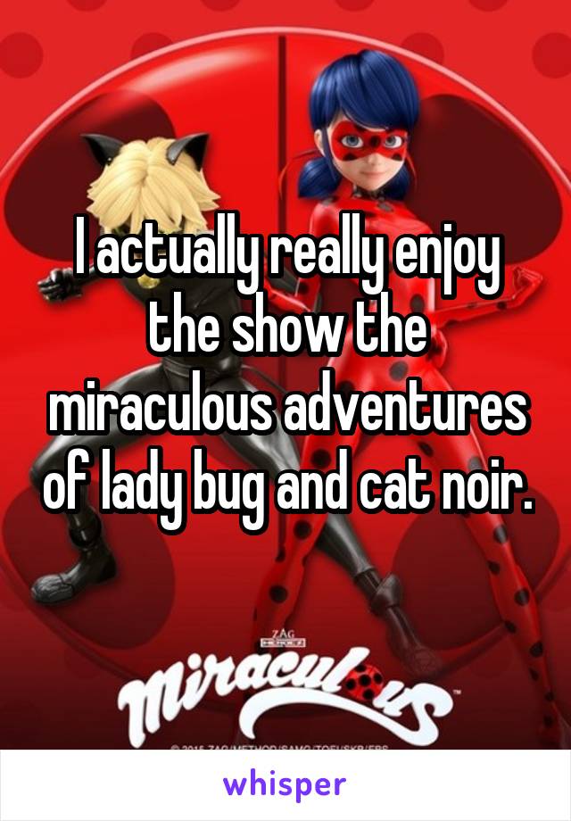 I actually really enjoy the show the miraculous adventures of lady bug and cat noir. 