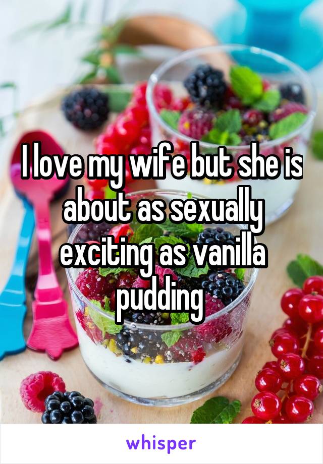 I love my wife but she is about as sexually exciting as vanilla pudding 