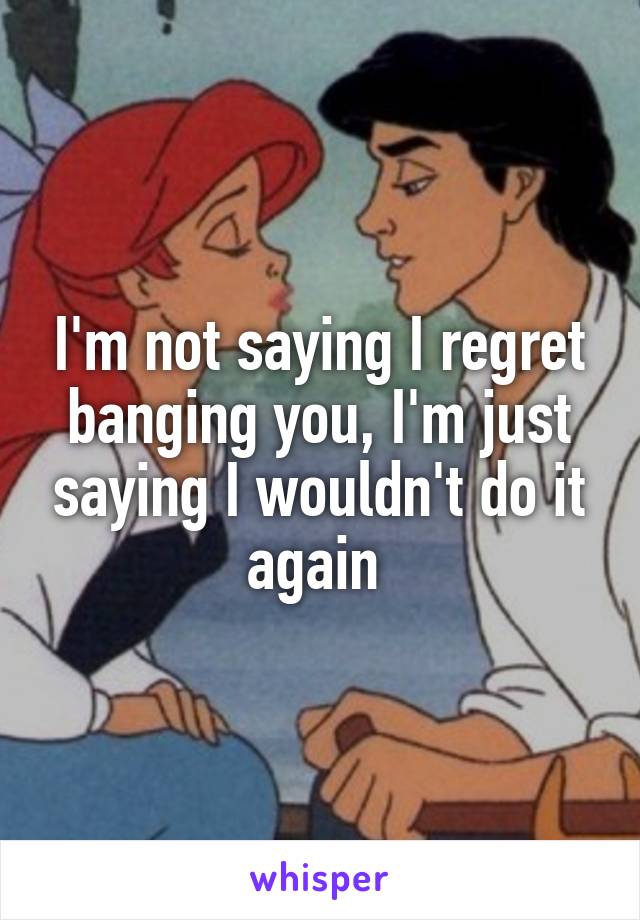 I'm not saying I regret banging you, I'm just saying I wouldn't do it again 