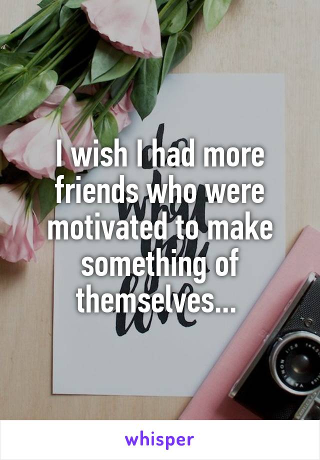 I wish I had more friends who were motivated to make something of themselves... 