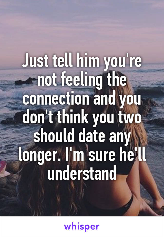 Just tell him you're not feeling the connection and you don't think you two should date any longer. I'm sure he'll understand