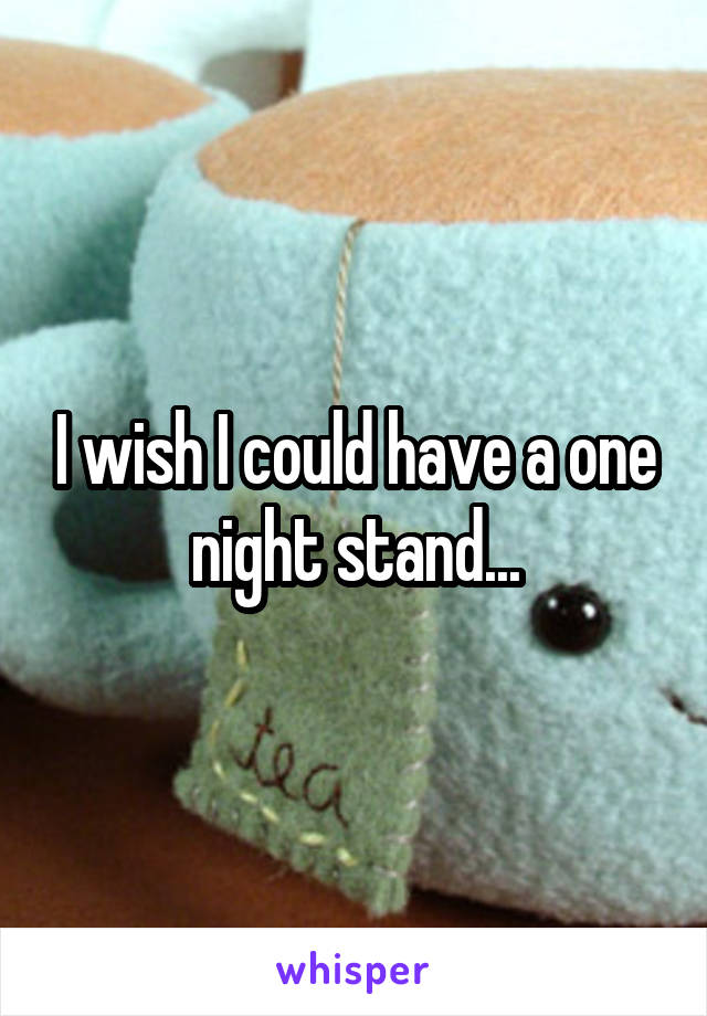 I wish I could have a one night stand...