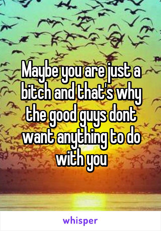 Maybe you are just a bitch and that's why the good guys dont want anything to do with you