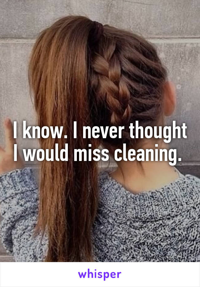 I know. I never thought I would miss cleaning. 