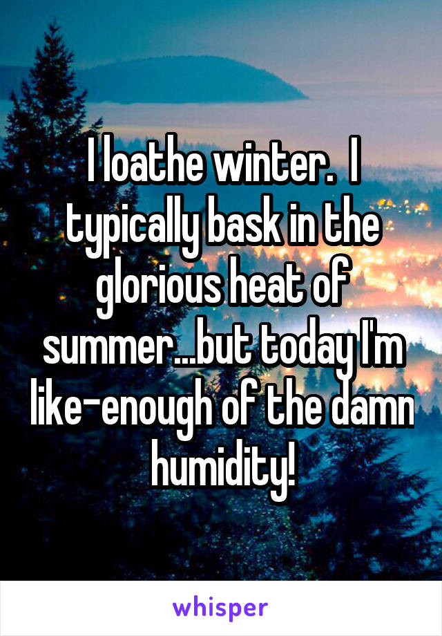 I loathe winter.  I typically bask in the glorious heat of summer...but today I'm like-enough of the damn humidity!