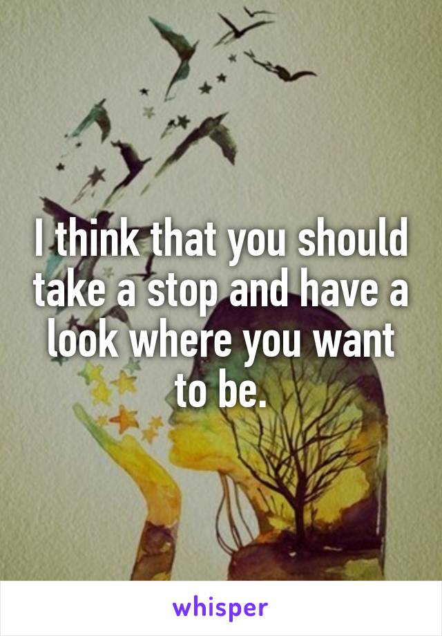 I think that you should take a stop and have a look where you want to be.