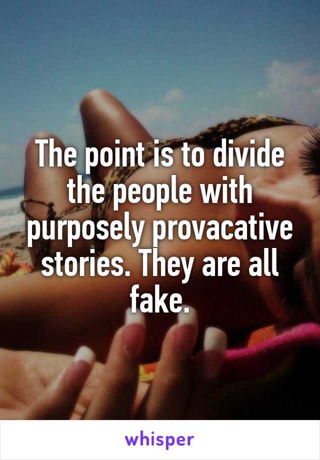 The point is to divide the people with purposely provacative stories. They are all fake.