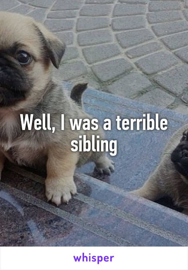 Well, I was a terrible sibling