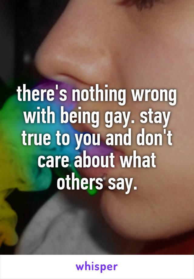 there's nothing wrong with being gay. stay true to you and don't care about what others say.