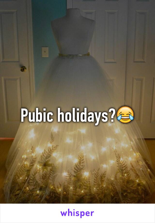 Pubic holidays?😂