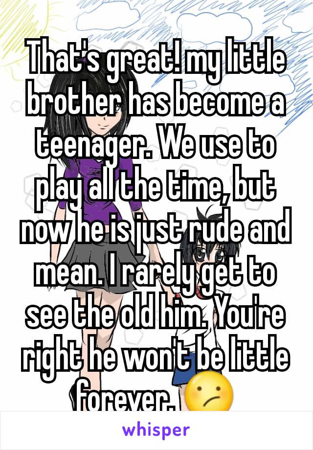 That's great! my little brother has become a teenager. We use to play all the time, but now he is just rude and mean. I rarely get to see the old him. You're right he won't be little forever. 😕