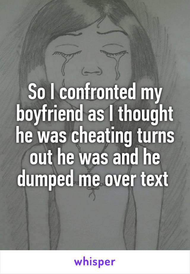 So I confronted my boyfriend as I thought he was cheating turns out he was and he dumped me over text 