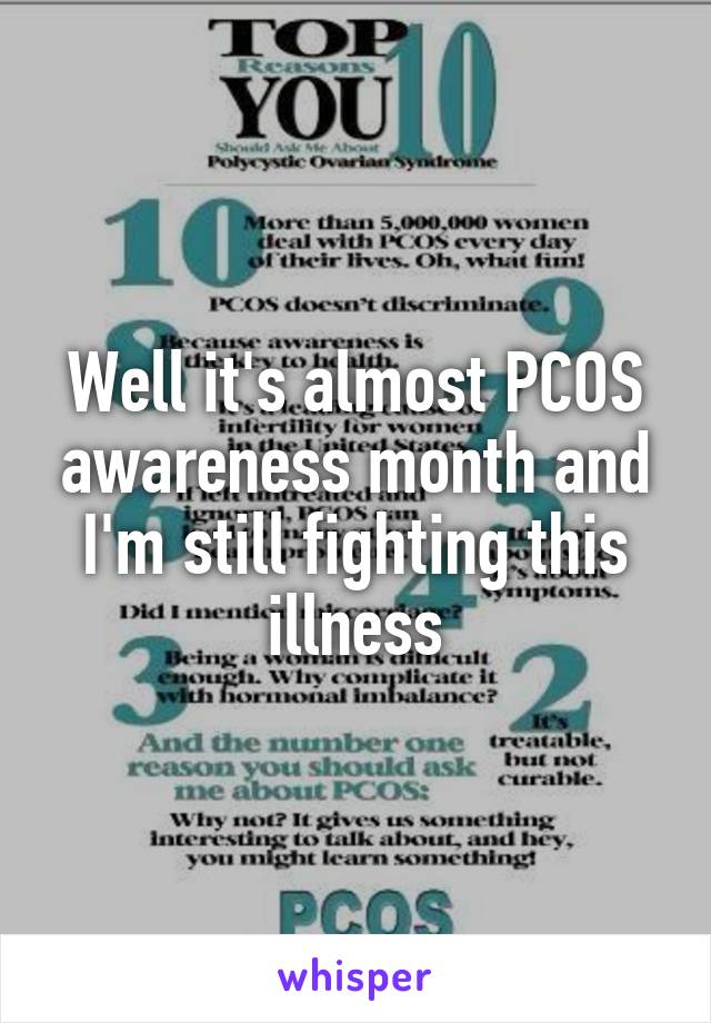 Well it's almost PCOS awareness month and I'm still fighting this illness