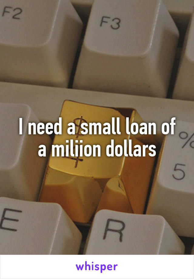 I need a small loan of a miliion dollars