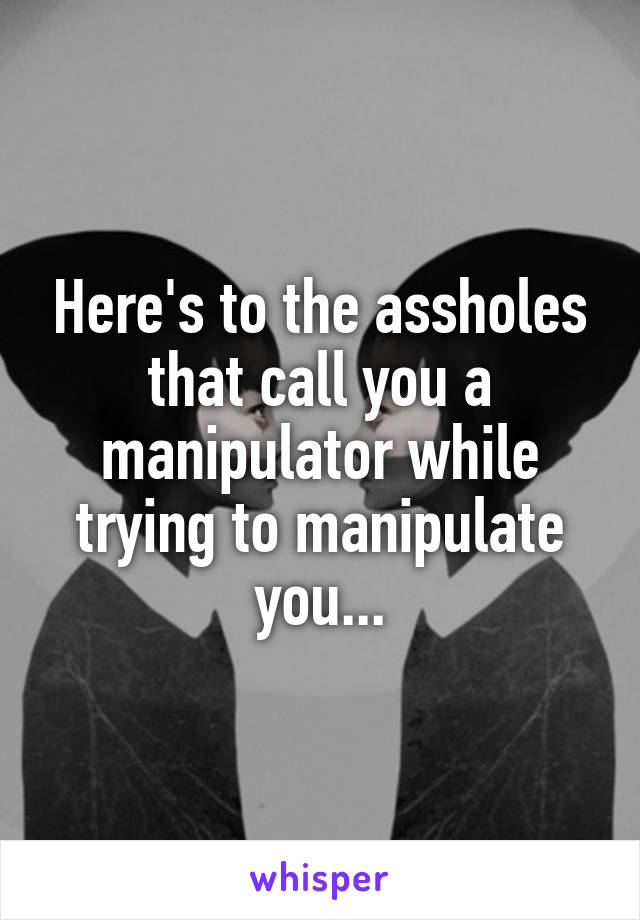 Here's to the assholes that call you a manipulator while trying to manipulate you...