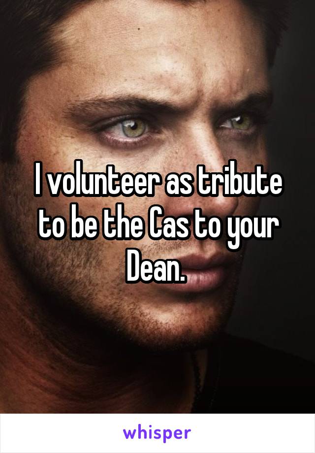 I volunteer as tribute to be the Cas to your Dean. 