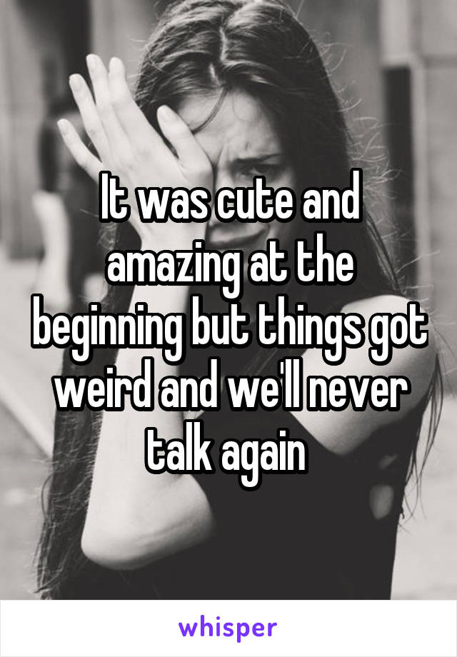 It was cute and amazing at the beginning but things got weird and we'll never talk again 