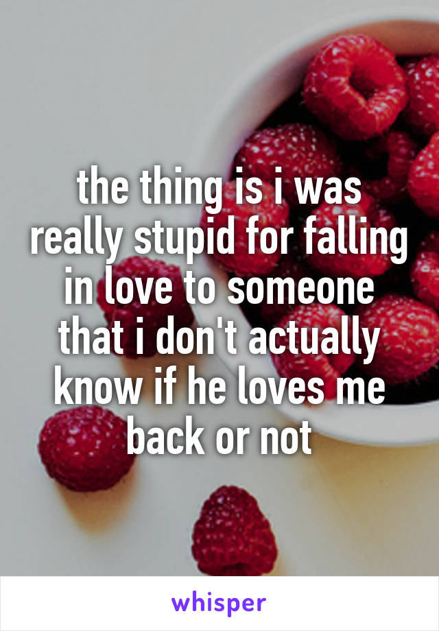the thing is i was really stupid for falling in love to someone that i don't actually know if he loves me back or not