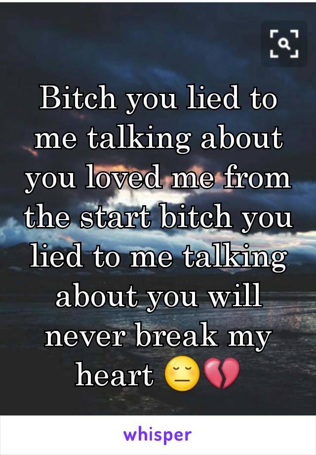 Bitch you lied to me talking about you loved me from the start bitch you lied to me talking about you will never break my heart 😔💔