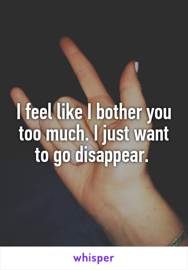 I feel like I bother you too much. I just want to go disappear. 