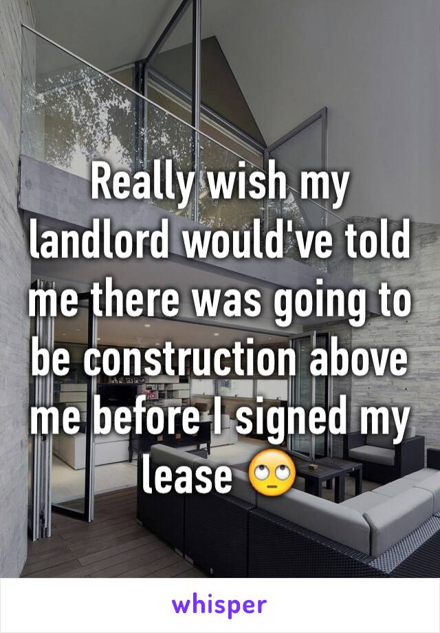 Really wish my landlord would've told me there was going to be construction above me before I signed my lease 🙄