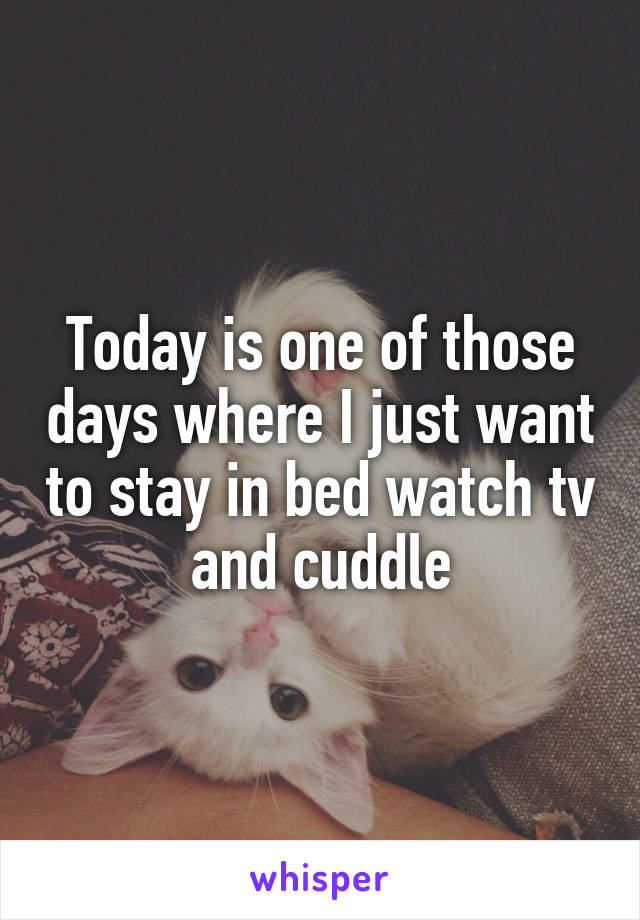 Today is one of those days where I just want to stay in bed watch tv and cuddle