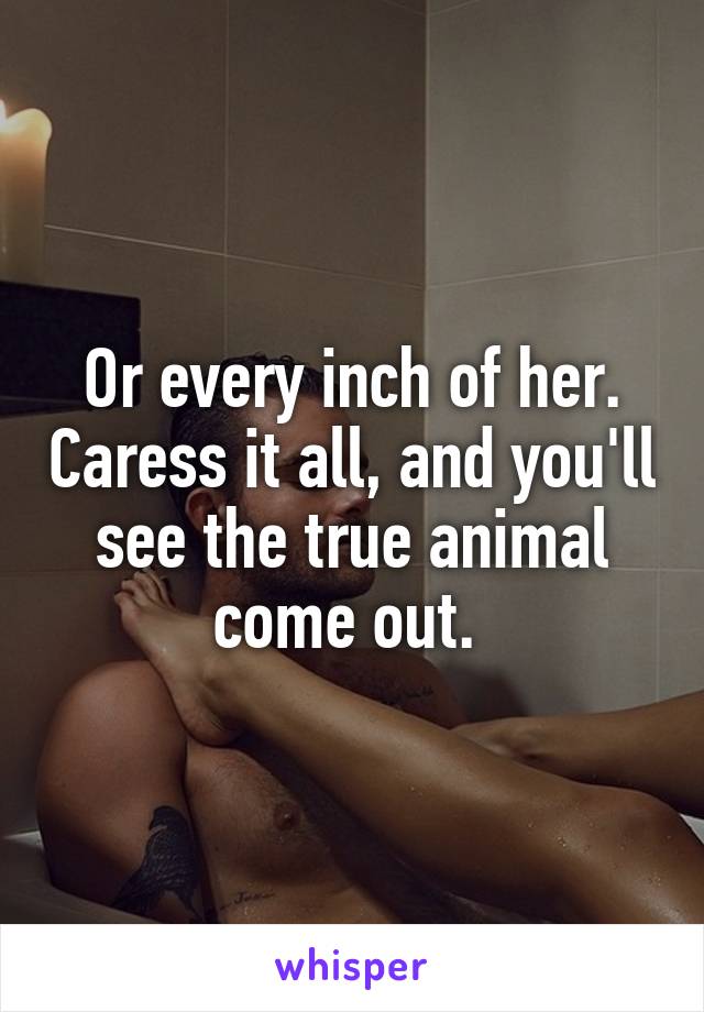 Or every inch of her. Caress it all, and you'll see the true animal come out. 