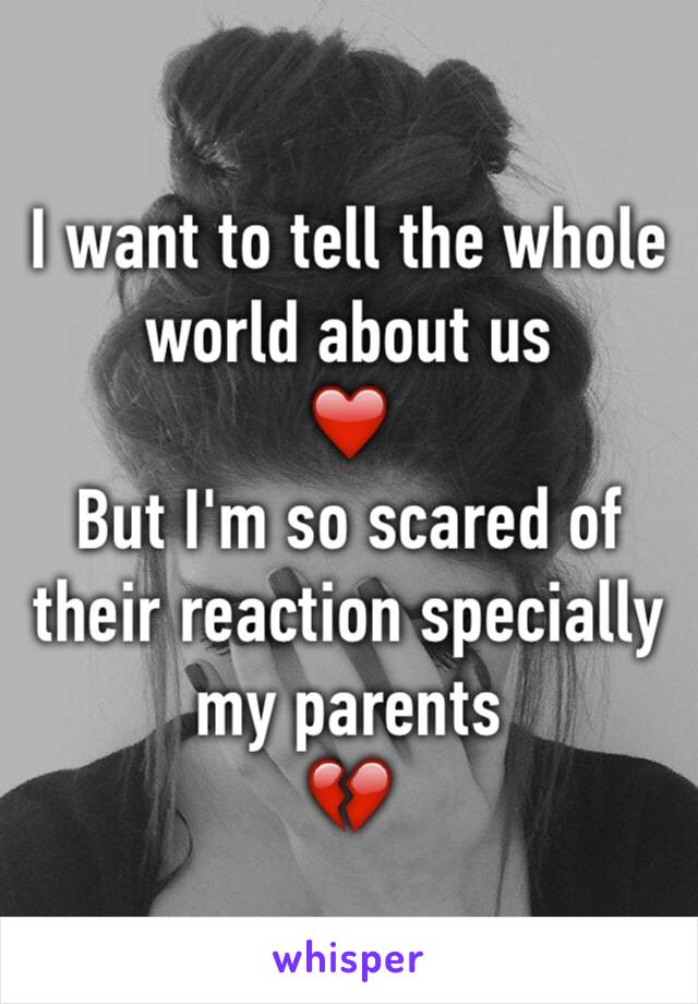 I want to tell the whole world about us
❤️
But I'm so scared of their reaction specially my parents
💔