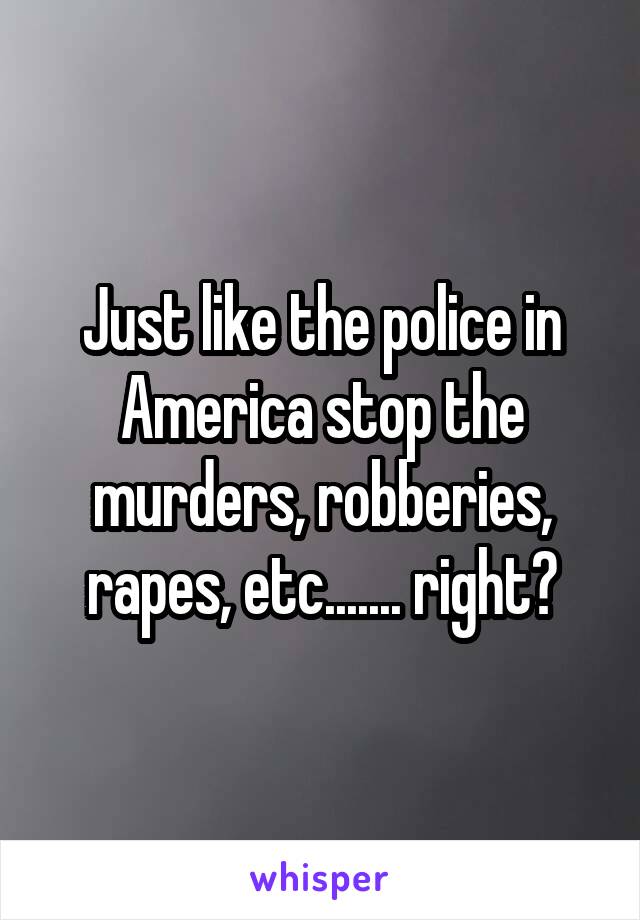 Just like the police in America stop the murders, robberies, rapes, etc....... right?