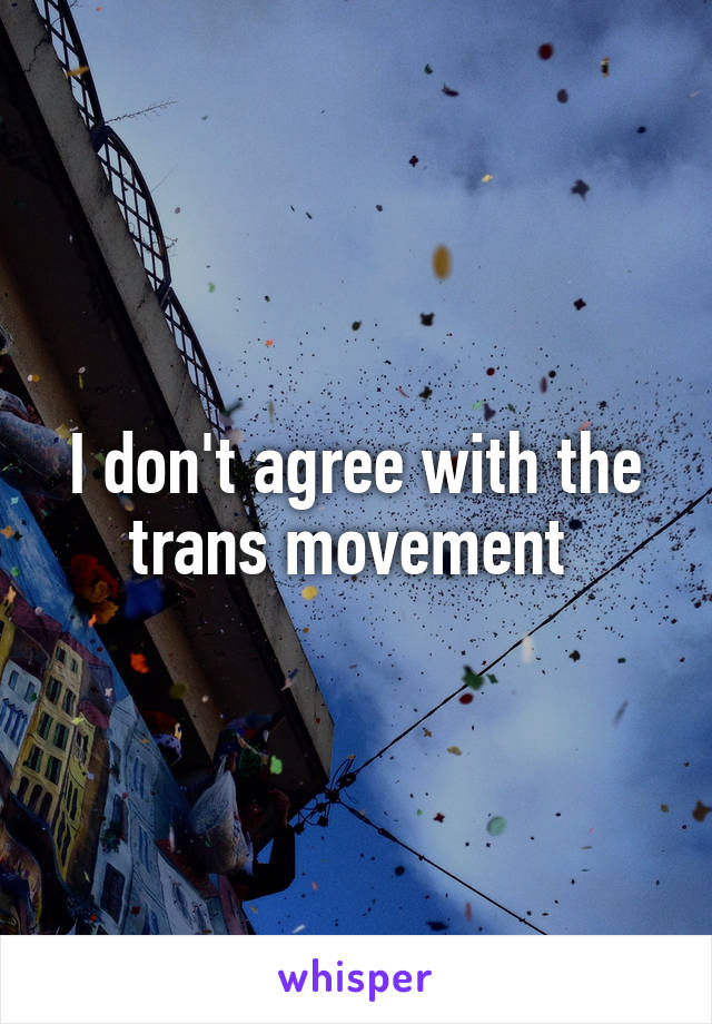 I don't agree with the trans movement 