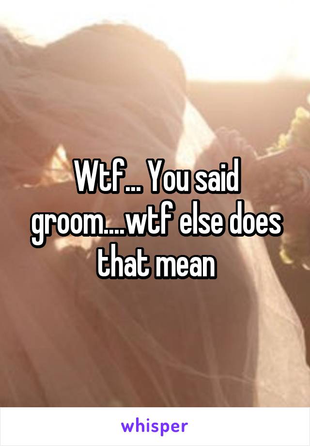 Wtf... You said groom....wtf else does that mean