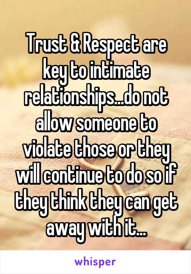 Trust & Respect are key to intimate relationships...do not allow someone to violate those or they will continue to do so if they think they can get away with it...