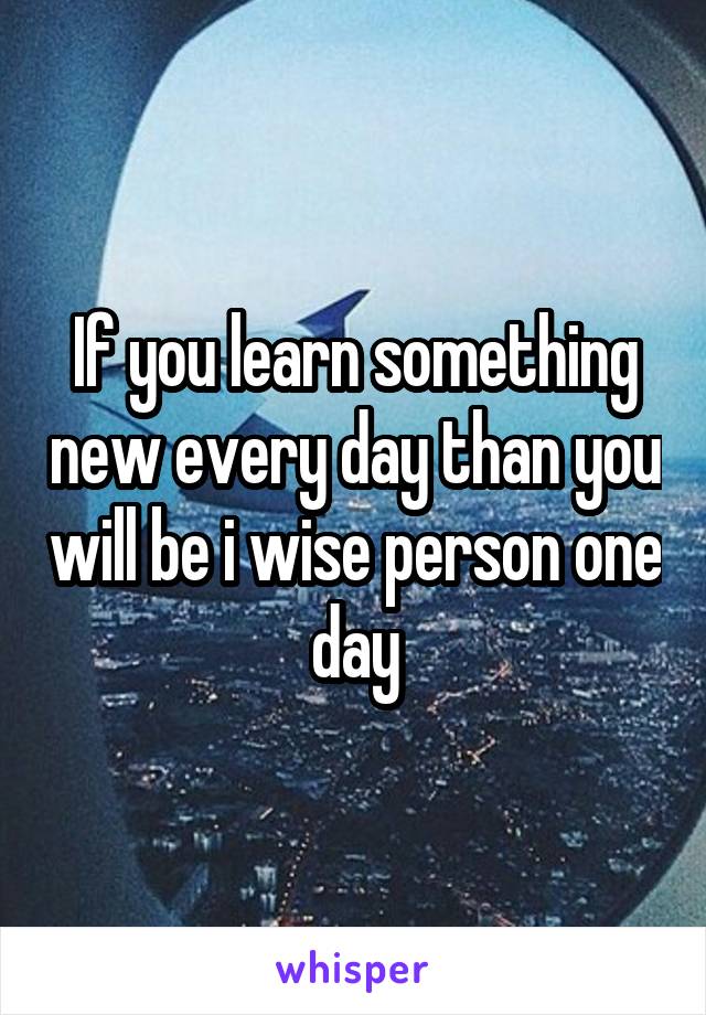 If you learn something new every day than you will be i wise person one day
