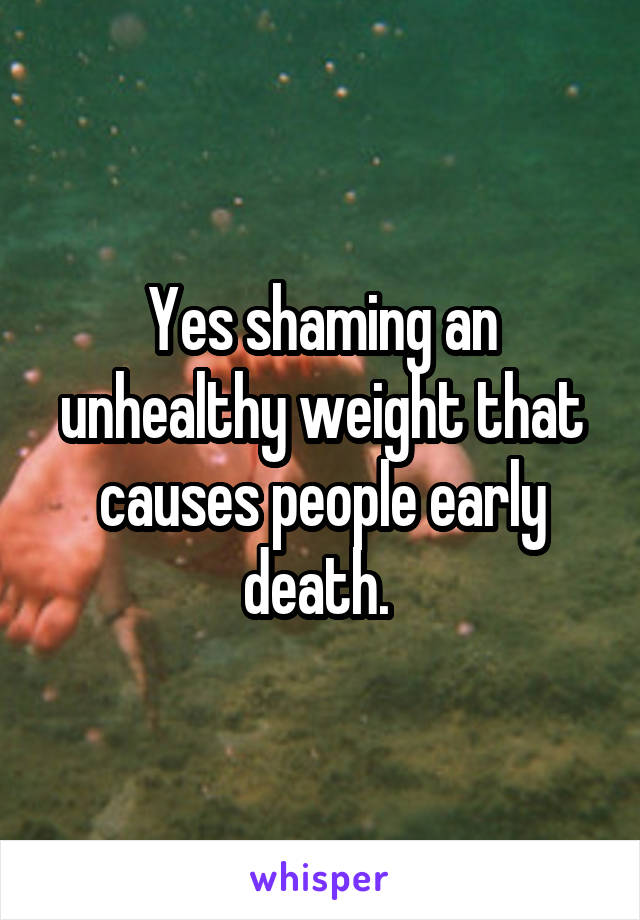 Yes shaming an unhealthy weight that causes people early death. 