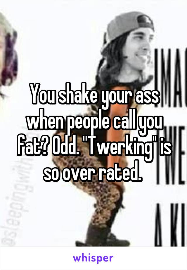 You shake your ass when people call you fat? Odd. "Twerking" is so over rated. 