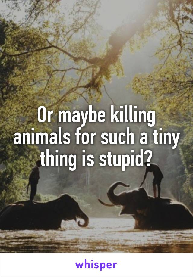 Or maybe killing animals for such a tiny thing is stupid?