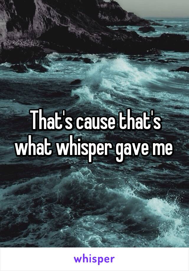 That's cause that's what whisper gave me 